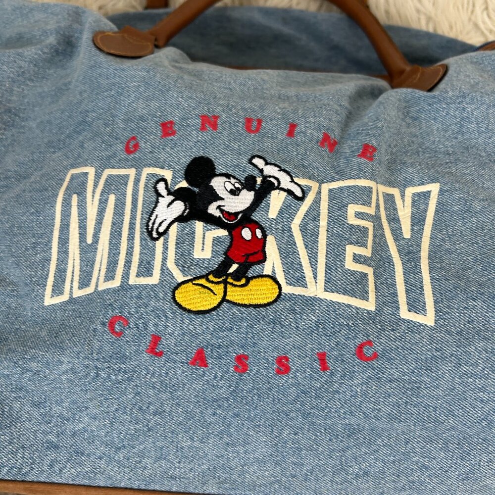 Vintage Mickey Mouse Denim Duffle Travel Gym Bag - Picture 2 of 7